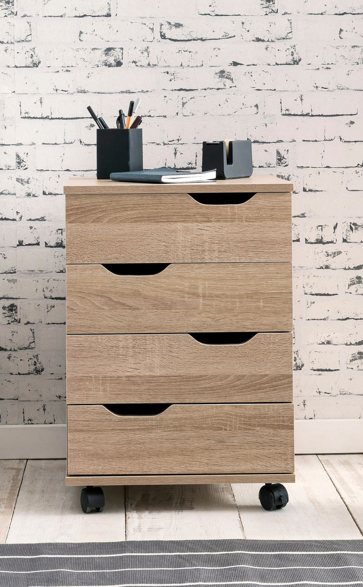Stylischer Rollcontainer mit 4 Schubladen und Rollen_ Modernes Design für Büroambiente - KADIMA DESIGN_Größe_ 40x40x60 cm_