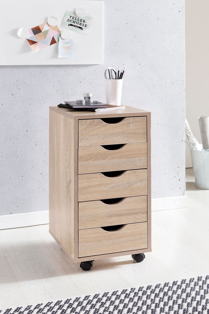 Rollcontainer_ 5 Schubladen_ MDF-Holz_ Büro/Wohnzimmer - Stilvoller Stauraum - KADIMA DESIGN_Größe_ 38x33x64 cm_