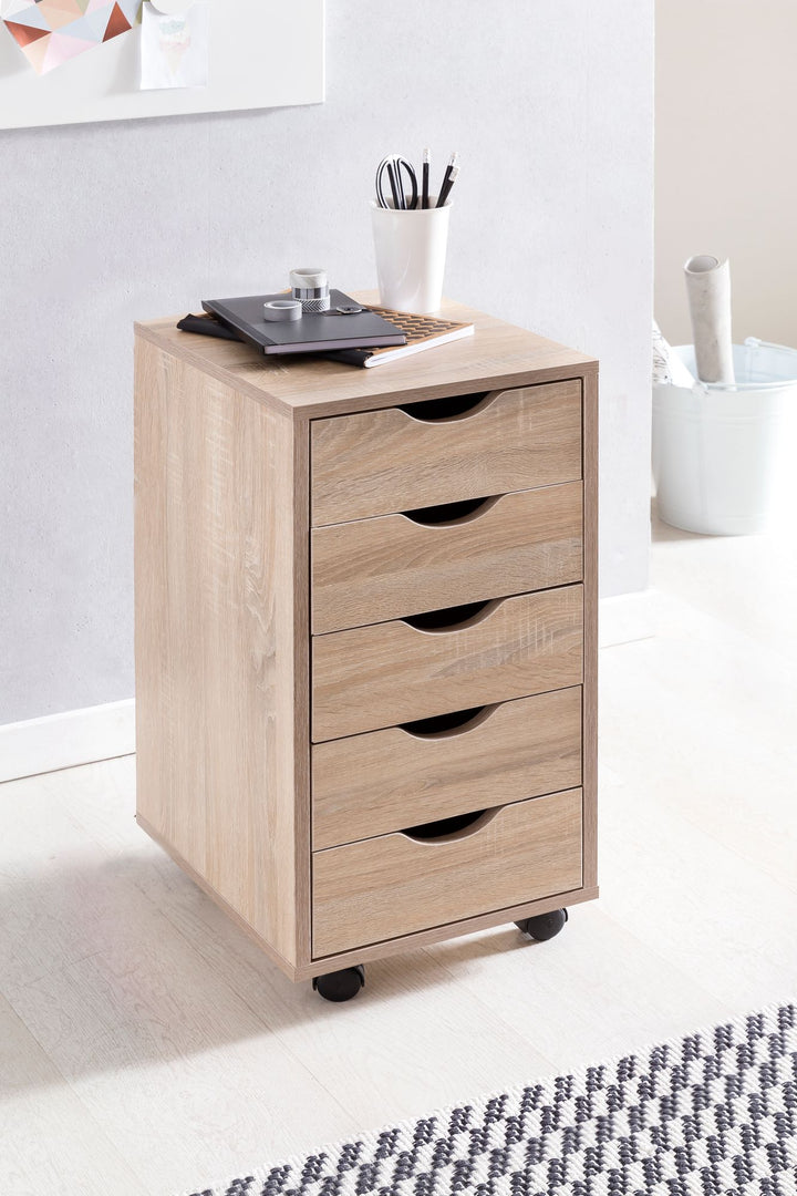 Rollcontainer_ 5 Schubladen_ MDF-Holz_ Büro/Wohnzimmer - Stilvoller Stauraum - KADIMA DESIGN_Größe_ 38x33x64 cm_