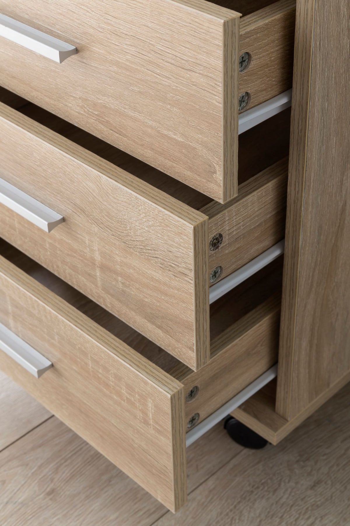 Rollcontainer ISONZO_ 4 Schubladen_ Ablagefläche_ Rollen_ Melaminharz-Beschichtung_ flexibel und mobil - KADIMA DESIGN_Farbe_ Beige_ Größe_ 40x33x71 cm_