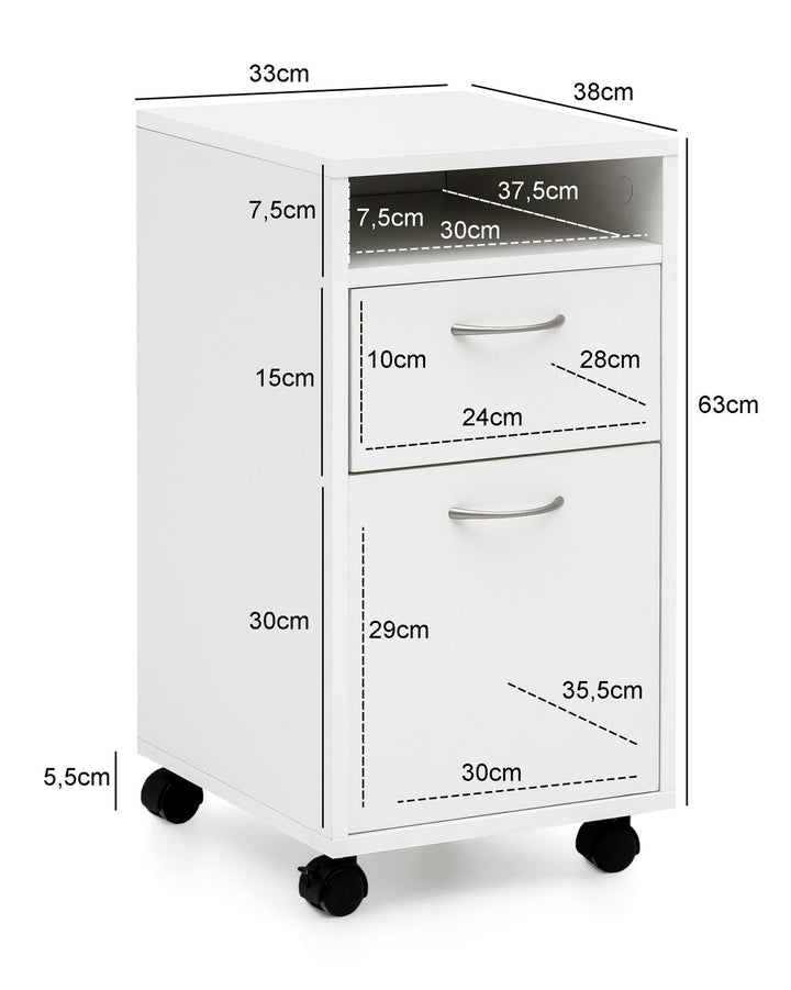 Rollcontainer_ Moderner Schreibtischcontainer mit Viel Stauraum_ Flexibler Einsatz - KADIMA DESIGN_Größe_ 33x38x63 cm_