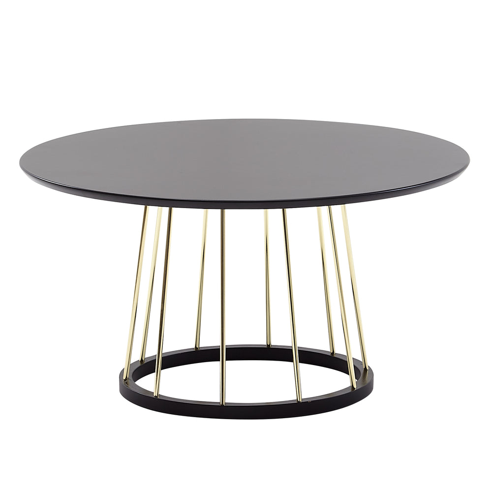 Couchtisch_ Eleganter Schwarzer und Goldener Wohnzimmertisch_ Robuste Metallstruktur_ Große Ablagefläche - KADIMA DESIGN_Größe_ 80x80x42 cm_