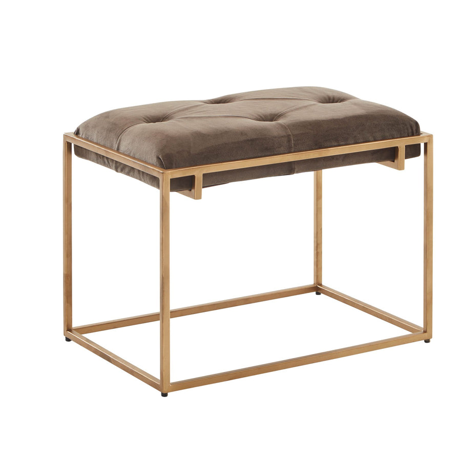 KADIMA DESIGN Samt Sitzbank - Stilvolles Chesterfield-Design mit goldfarbenem Metallgestell für höchsten Komfort und modernen Flair im Wohnbereich - Braun_Braun_#sku_BARWL6.621#