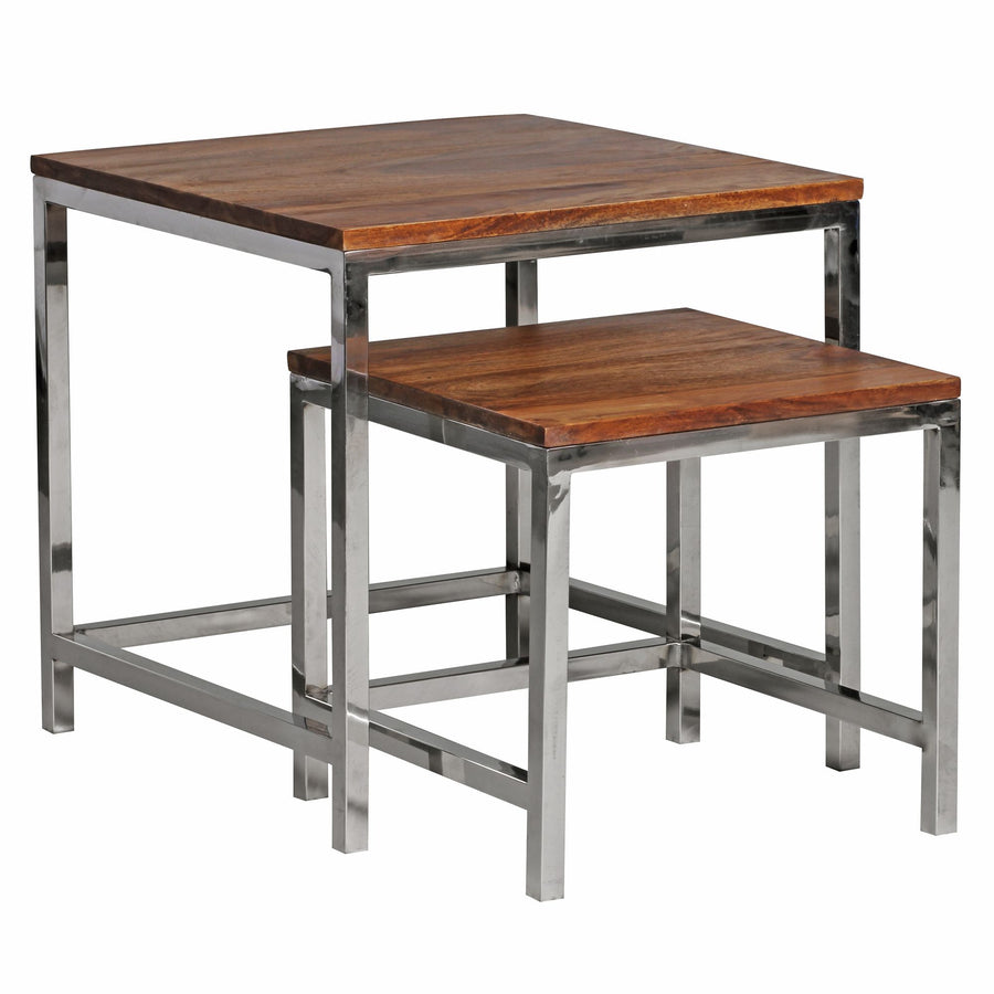 KADIMA DESIGN Satztisch ISEN - Einzigartige Massivholz-Tischplatte in Sheesham-Holz für flexibles und elegantes Wohnzimmer-Design_Braun_#sku_BARWL1.308#