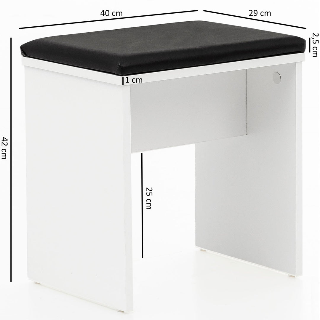 Moderner Schminktisch mit Klappfach und Spiegel_ inklusive Hocker_ Melaminharzbeschichtung - KADIMA DESIGN_Größe_ 60x40x81 cm_