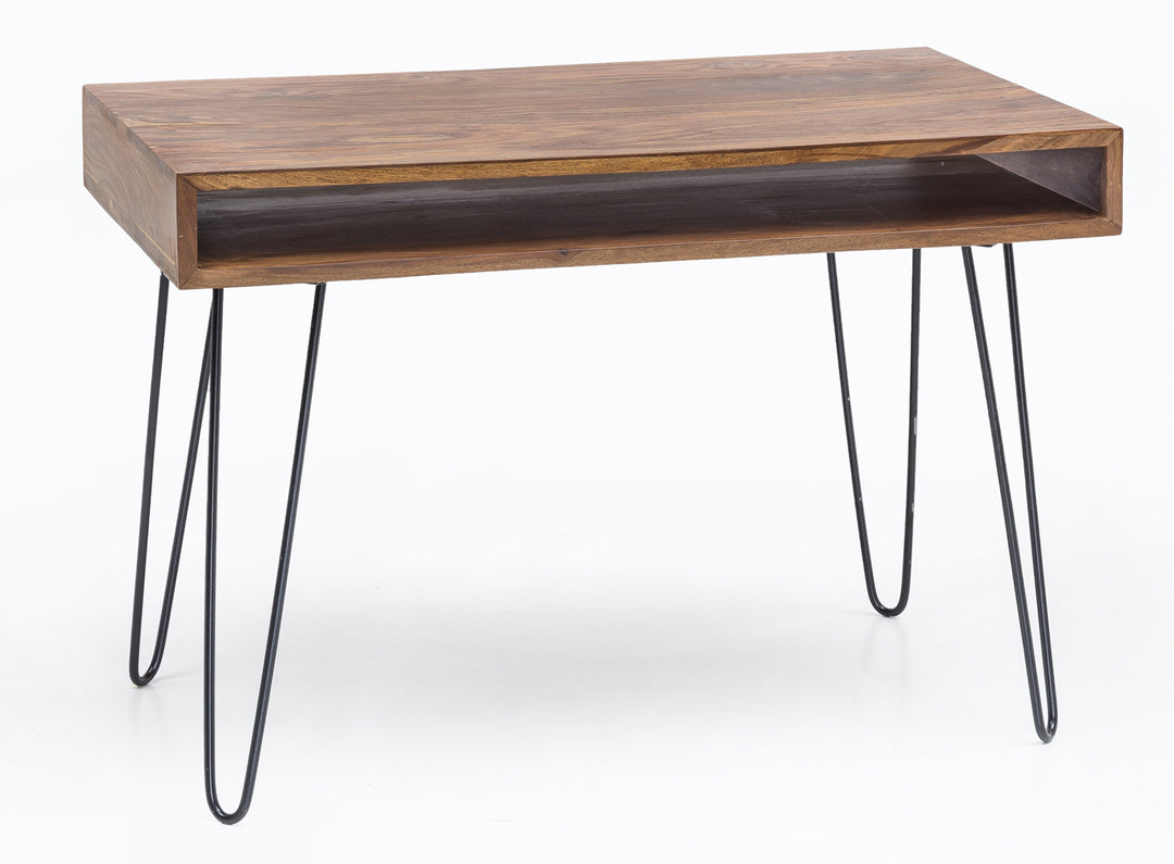 Massivholz Sheesham Schreibtisch Retro - Industrial Look_ Große Tischplatte_ Haarnadelbeine_ KADIMA DESIGN_Größe_ 110x60x76 cm_