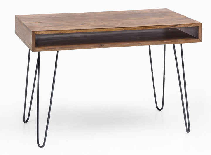 Massivholz Sheesham Schreibtisch Retro - Industrial Look_ Große Tischplatte_ Haarnadelbeine_ KADIMA DESIGN_Größe_ 110x60x76 cm_