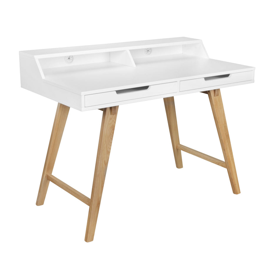 KADIMA DESIGN Moderner Schreibtisch im skandinavischen Retro Look mit großer Arbeitsfläche und Ablagefläche_Weiß_#sku_BARWL5.186#