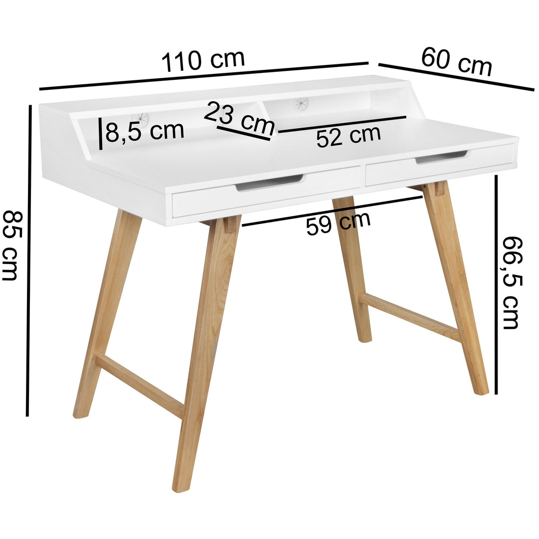 Moderner Schreibtisch_ Skandinavischer Retro Look_ Große Arbeitsfläche - Stilvoll &amp; Praktisch - KADIMA DESIGN_Größe_ 110x60x85 cm_