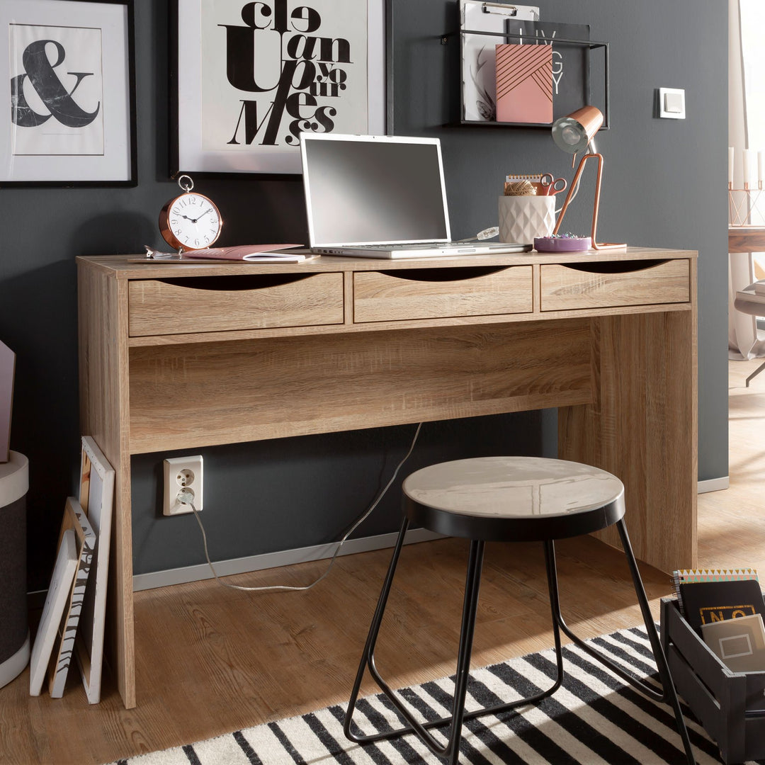 KADIMA DESIGN Schreibtisch mit Schubladen und elegantem Sonoma Eiche Design - Perfekter Arbeitsplatz für Ordnung und Stil_Beige_#sku_BARWL1.791#