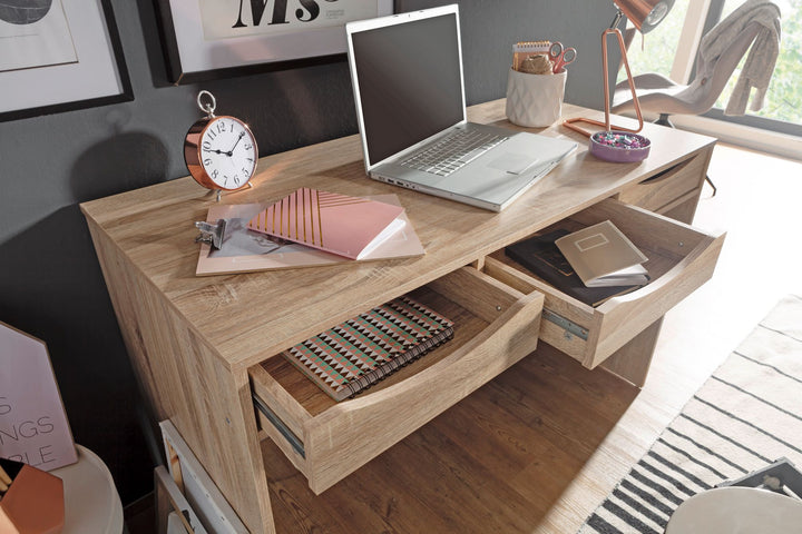 KADIMA DESIGN Schreibtisch mit Schubladen und elegantem Sonoma Eiche Design - Perfekter Arbeitsplatz für Ordnung und Stil_Beige_#sku_BARWL1.791#