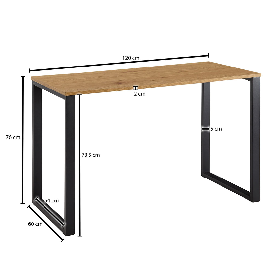 Eiche-Schreibtisch_ Robuste Metallbeine_ Vielseitig_ Stabil_ Modern_ 120x60x76 cm - KADIMA DESIGN_Größe_ 120x60x76 cm_