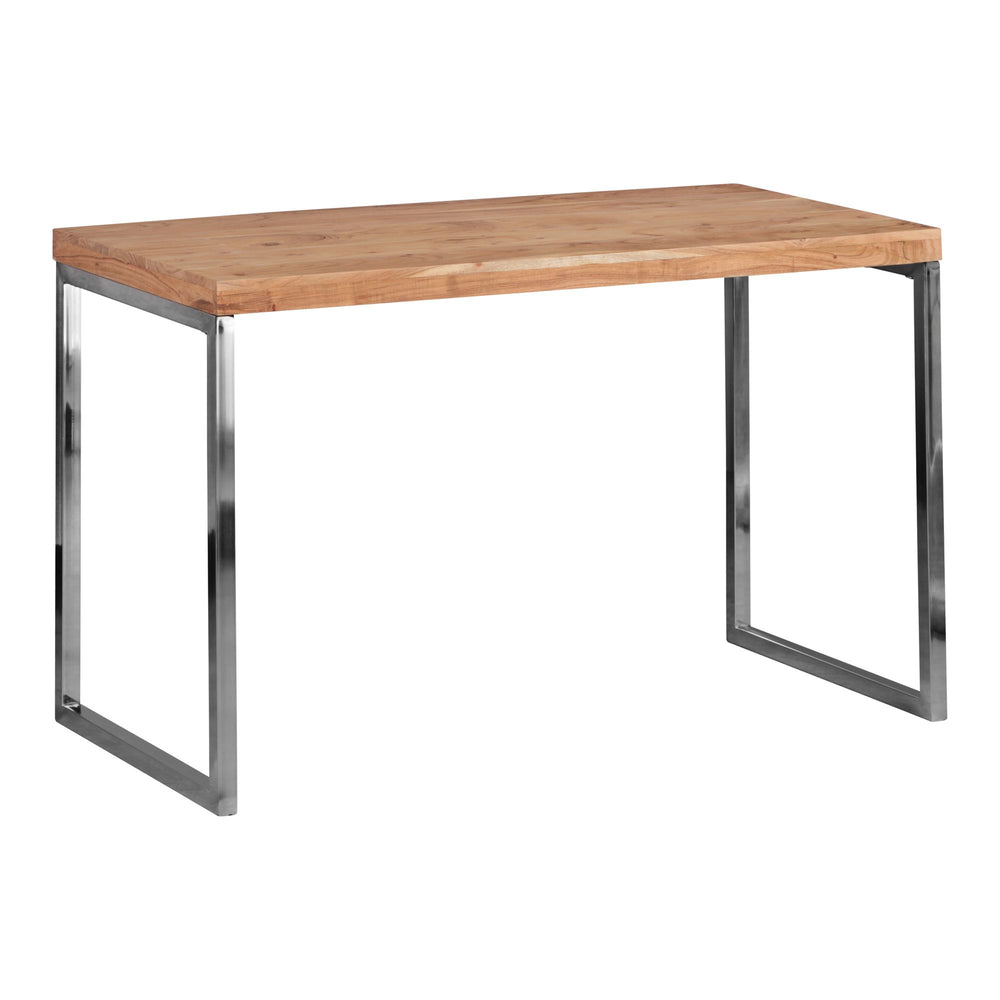 Schreibtisch ISEN_ Massivholz_ Landhausstil_ verchromtes Metallgestell_ 50 kg Belastung - KADIMA DESIGN_Farbe_ Beige_ Größe_ 120x60x76 cm_#sku_BARWL1.788#