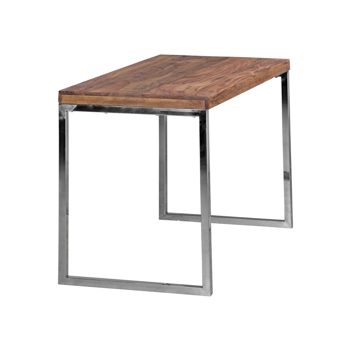 Schreibtisch ISEN_ Massivholz_ Landhausstil_ verchromtes Metallgestell_ 50 kg Belastung - KADIMA DESIGN_Farbe_ Braun_ Größe_ 120x60x76 cm_