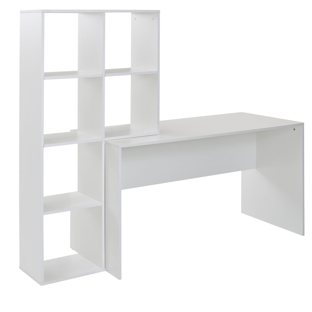 Großer Schreibtisch mit Regal_ Puristisches Design_ Melaminharzbeschichtung - KADIMA DESIGN_Größe_ 170x59x144 cm_