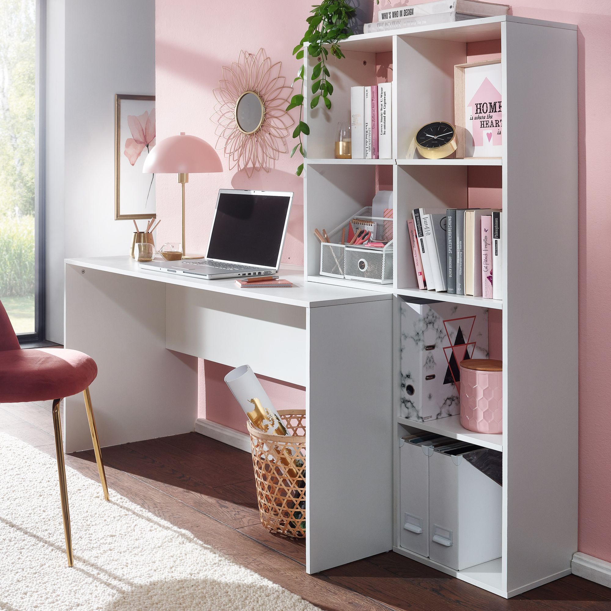 GroBer Schreibtisch mit Regal Puristisches Design Melaminharzbeschic Kadima Design