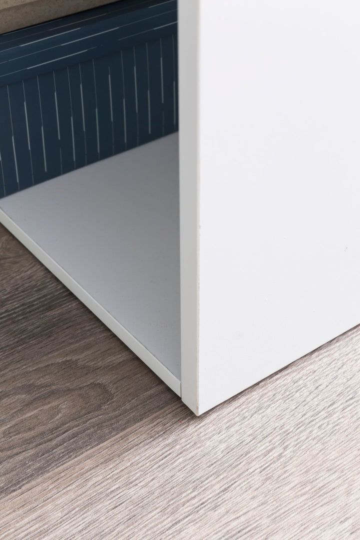 Schreibtisch mit Regal BRENTA_ 120x120x53 cm_ Spanplatten_ variable Regalhöhen - KADIMA DESIGN_Farbe_ Weiß_ Größe_ 120x53x120 cm_