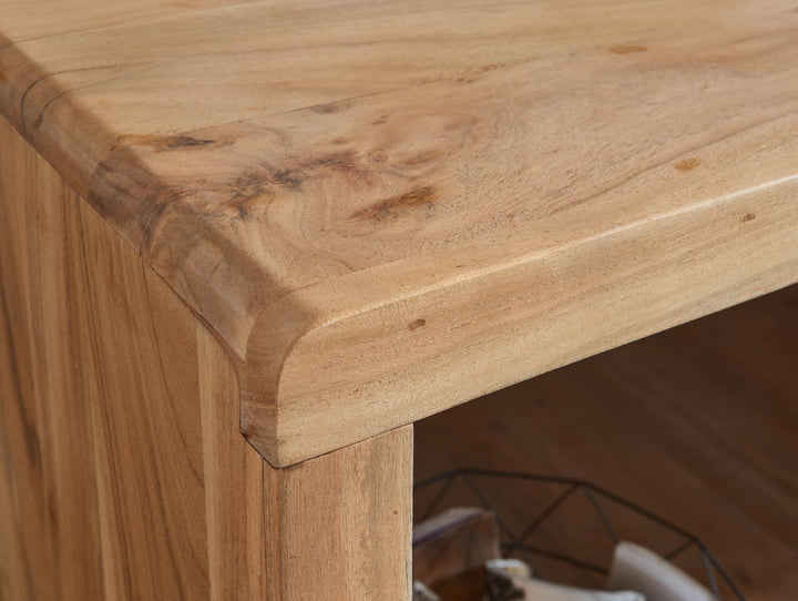 Schreibtisch TEKO_ Massivholz Sheesham_ 160x80 cm_ Stauraum_ abgerundete Ecken_ stabil - KADIMA DESIGN_Farbe_ Beige_ Größe_ 140x80x76 cm_