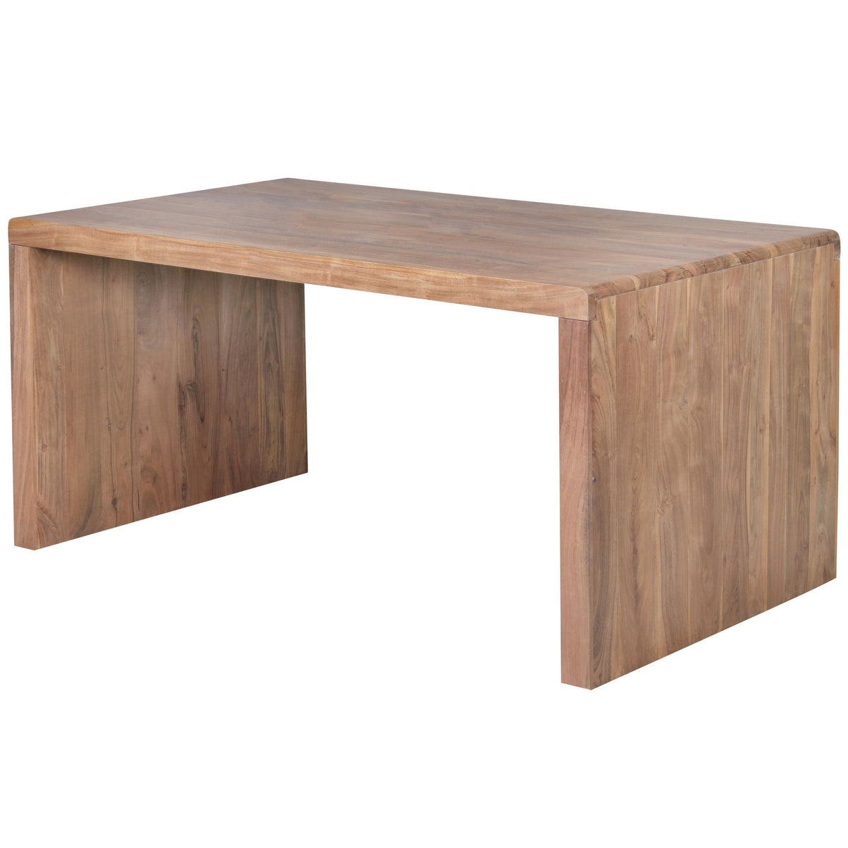 Schreibtisch TEKO  Massivholz Sheesham  160x80 cm  Stauraum  abgerundete Ecken  stabil - KADIMA DESIGN Farbe  Beige  Größe  160x80x76 cm