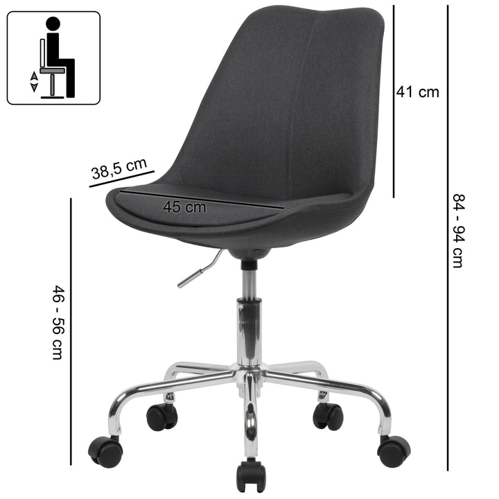 Schalenstuhl MESCHIO für Homeoffice_ 360° Drehfunktion_ max. 110 kg Belastung_ in verschiedenen Farben - KADIMA DESIGN_Farbe_ Schwarz_ Material_ Stoff_ Größe_ 65x65x94 cm_