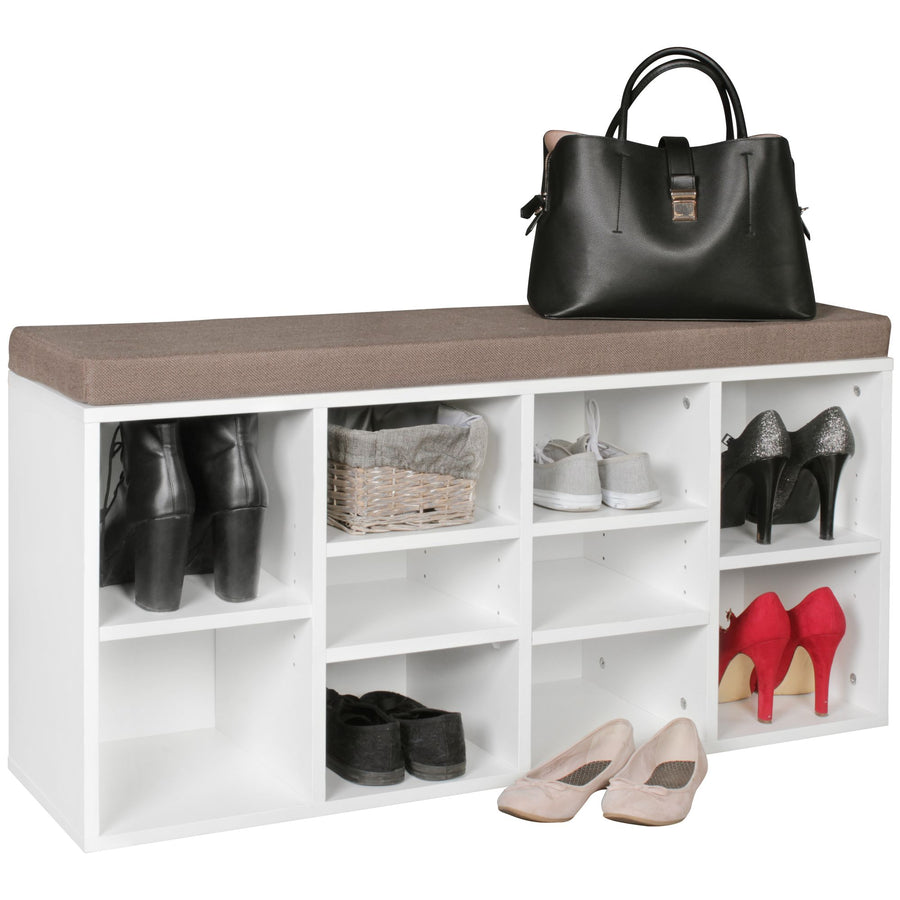 KADIMA DESIGN Schuhbank mit Stauraum und gepolsterter Sitzfläche - Elegante Lösung für Ihren Wohnraum_Weiß_#sku_BARWL5.188#
