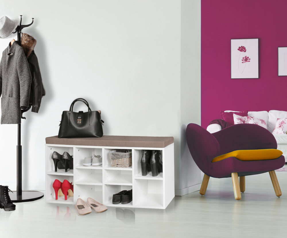 KADIMA DESIGN Schuhbank mit Stauraum und gepolsterter Sitzfläche - Elegante Lösung für Ihren Wohnraum_Weiß_#sku_BARWL5.188#