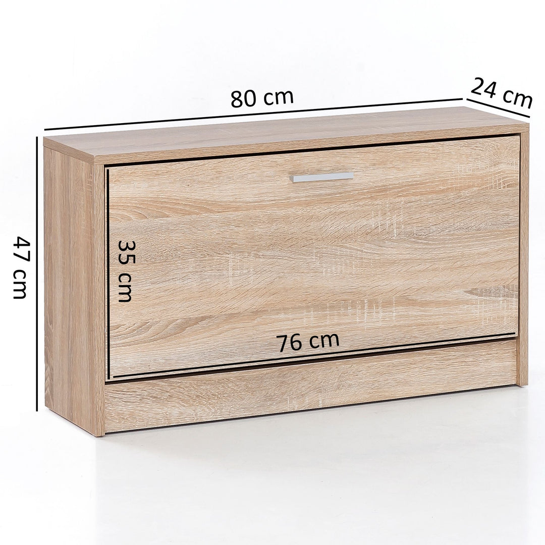 Holz Schuhkipper Bank_ Kippfächer_ verstellbarer Einlegeboden_ Melaminharzbeschichtung - KADIMA DESIGN_Farbe_ Beige_ Größe_ 80x24x47 cm_