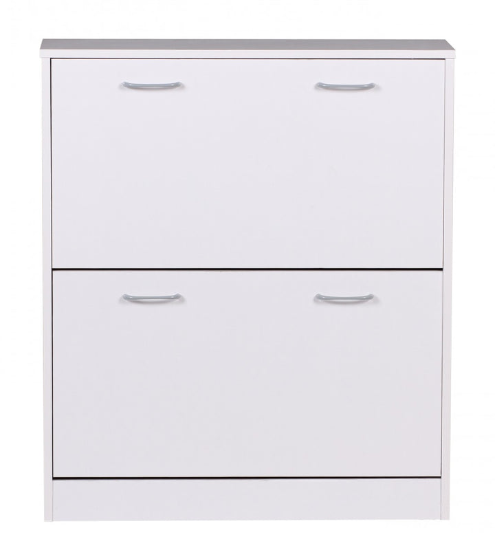 Schuhregal_ 20 Paar Schuhe_ Braun_ 4 Schuhfächer_ einfacher Aufbau_ Spanplatte und Kunststoff - KADIMA DESIGN_Farbe_ Weiß_ Größe_ 75x24x87 cm_