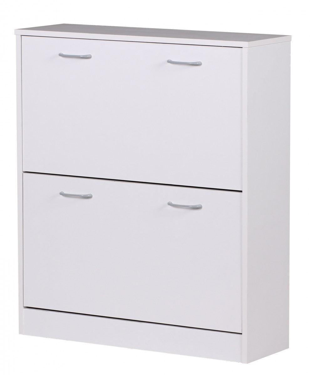 Schuhregal_ 20 Paar Schuhe_ Braun_ 4 Schuhfächer_ einfacher Aufbau_ Spanplatte und Kunststoff - KADIMA DESIGN_Farbe_ Weiß_ Größe_ 75x24x87 cm_