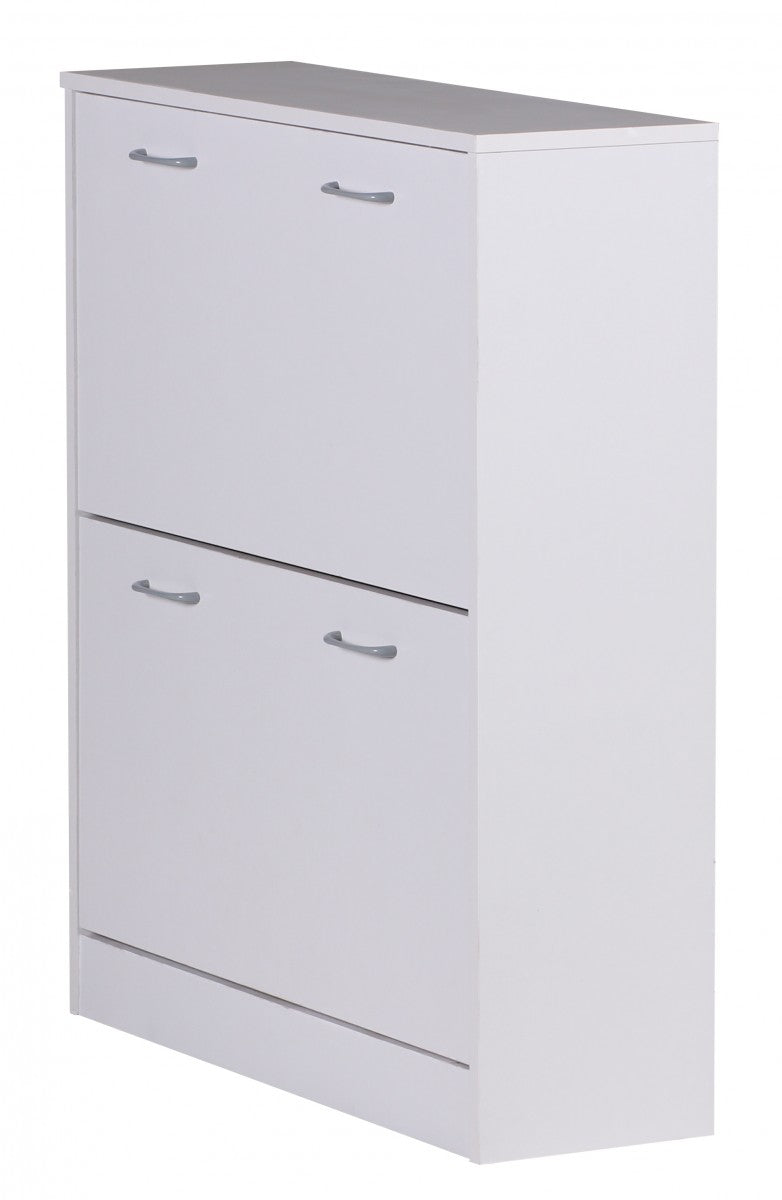 Schuhregal_ 20 Paar Schuhe_ Braun_ 4 Schuhfächer_ einfacher Aufbau_ Spanplatte und Kunststoff - KADIMA DESIGN_Farbe_ Weiß_ Größe_ 75x24x87 cm_