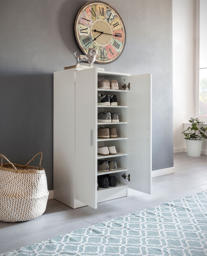 Moderner Schuhschrank für 14 Paar_ kratzfeste Oberfläche_ 2 Türen_ 2 Schubladen - KADIMA DESIGN_Größe_ 55x35x108 cm_