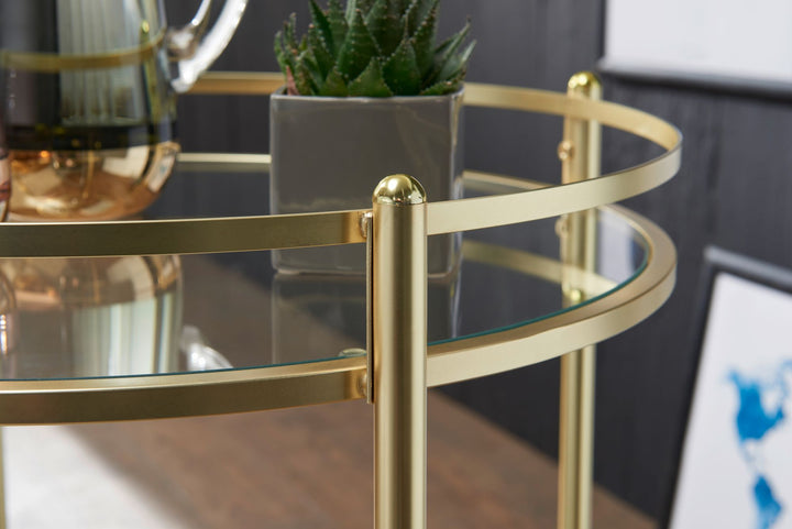 Goldener Servierwagen_ mobiler Beistelltisch_ Sicherheitsglas_ Mehrzwecknutzung - KADIMA DESIGN_Größe_ 57x57x75 cm_
