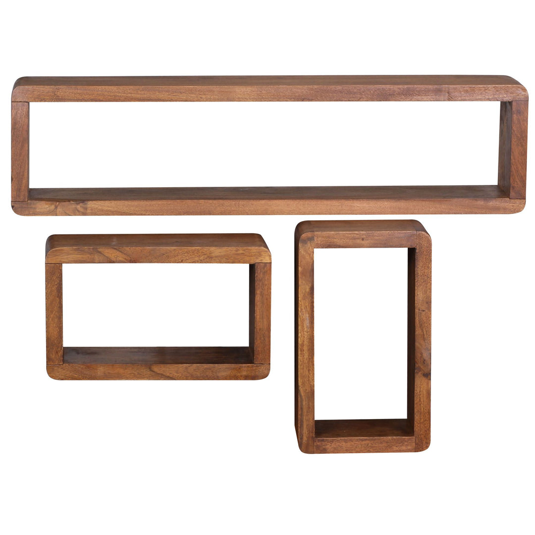 KADIMA DESIGN Wandregal Set TEKO CUBES aus Massivholz - 3-teiliges Unikat mit abgerundeten Ecken und hoher Belastbarkeit_Braun_#sku_BARWL1.525#