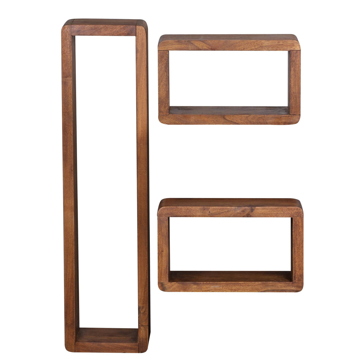 Wandregal Set TEKO CUBES_ 3-teilig_ abgerundete Ecken_ hohe Belastbarkeit_ Massivholz - KADIMA DESIGN_Farbe_ Braun_ Größe_ 80x15x20 cm_