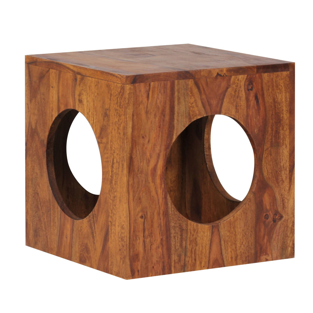 KADIMA DESIGN Quadratischer Beistelltisch aus Sheesham-Holz mit Cube-Design und Stauraummöglichkeiten_Braun_#sku_BARWL1.560#