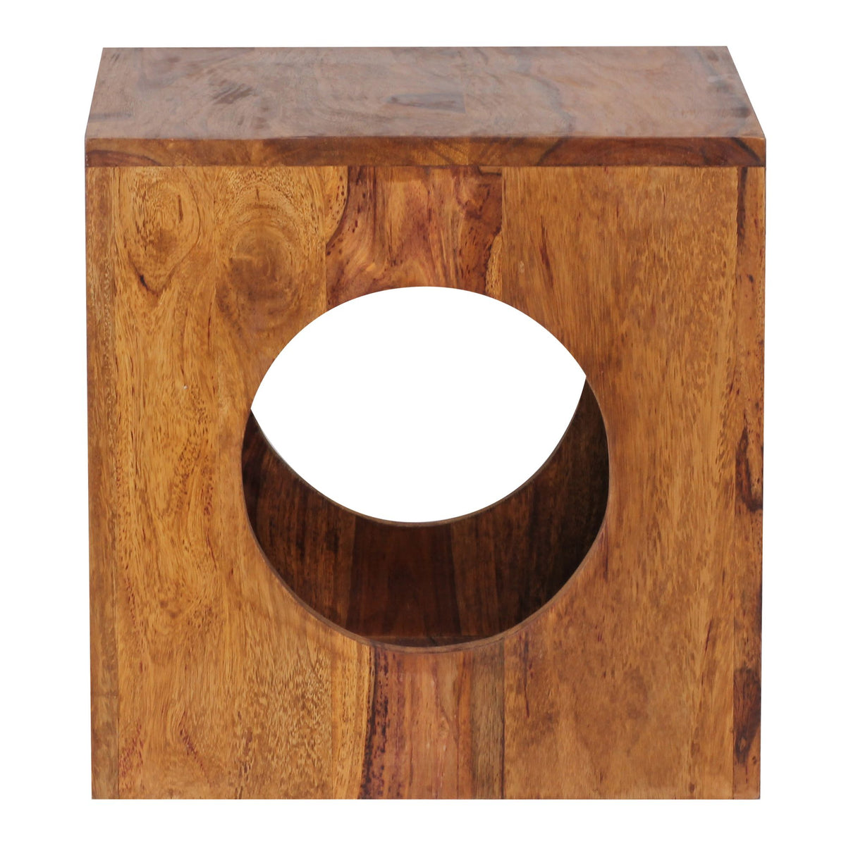 Quadratischer Beistelltisch aus Sheesham-Holz mit Cube-Design  vielseitige Platzierung  Stauraummöglichkeiten  handgefertigt - KADIMA DESIGN Größe  35x35x35 cm