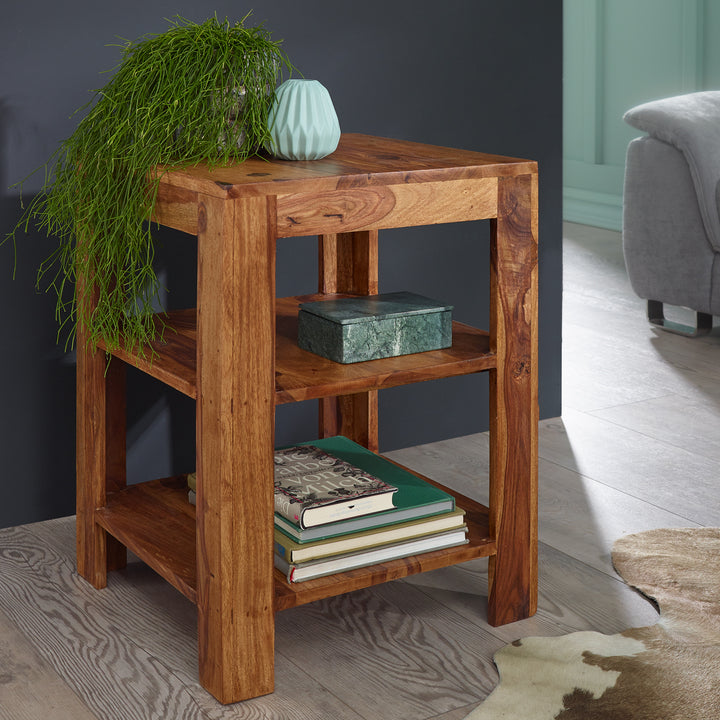 Massivholz Bücherregal_ Mehrzweck-Stauraum_ Sheesham_ 3-4 Böden_ handgefertigt_ pflegeleicht - KADIMA DESIGN_Größe_ 44x44x60 cm_