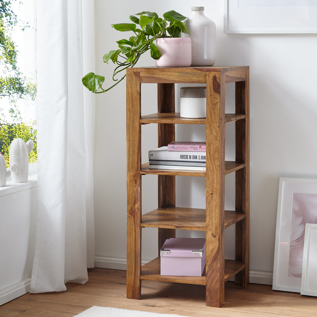Massivholz Bücherregal_ Mehrzweck-Stauraum_ Sheesham_ 3-4 Böden_ handgefertigt_ pflegeleicht - KADIMA DESIGN_Größe_ 44x44x105 cm_