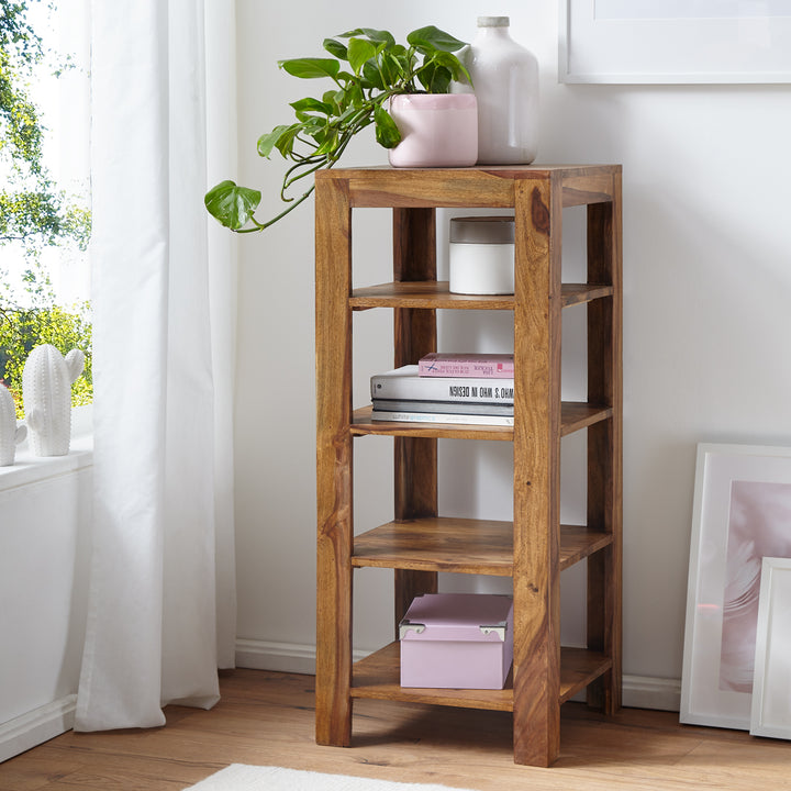 Massivholz Bücherregal_ Mehrzweck-Stauraum_ Sheesham_ 3-4 Böden_ handgefertigt_ pflegeleicht - KADIMA DESIGN_Größe_ 44x44x105 cm_