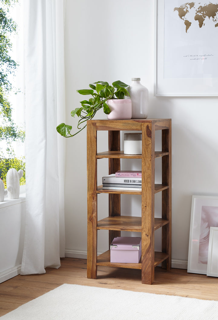 Massivholz Bücherregal_ Mehrzweck-Stauraum_ Sheesham_ 3-4 Böden_ handgefertigt_ pflegeleicht - KADIMA DESIGN_Größe_ 44x44x105 cm_
