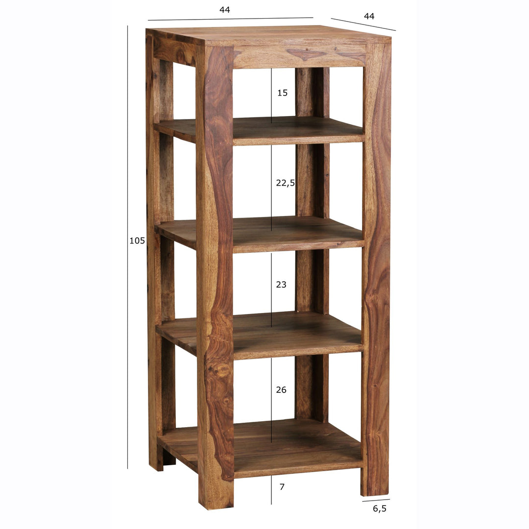 Massivholz Bücherregal_ Mehrzweck-Stauraum_ Sheesham_ 3-4 Böden_ handgefertigt_ pflegeleicht - KADIMA DESIGN_Größe_ 44x44x105 cm_