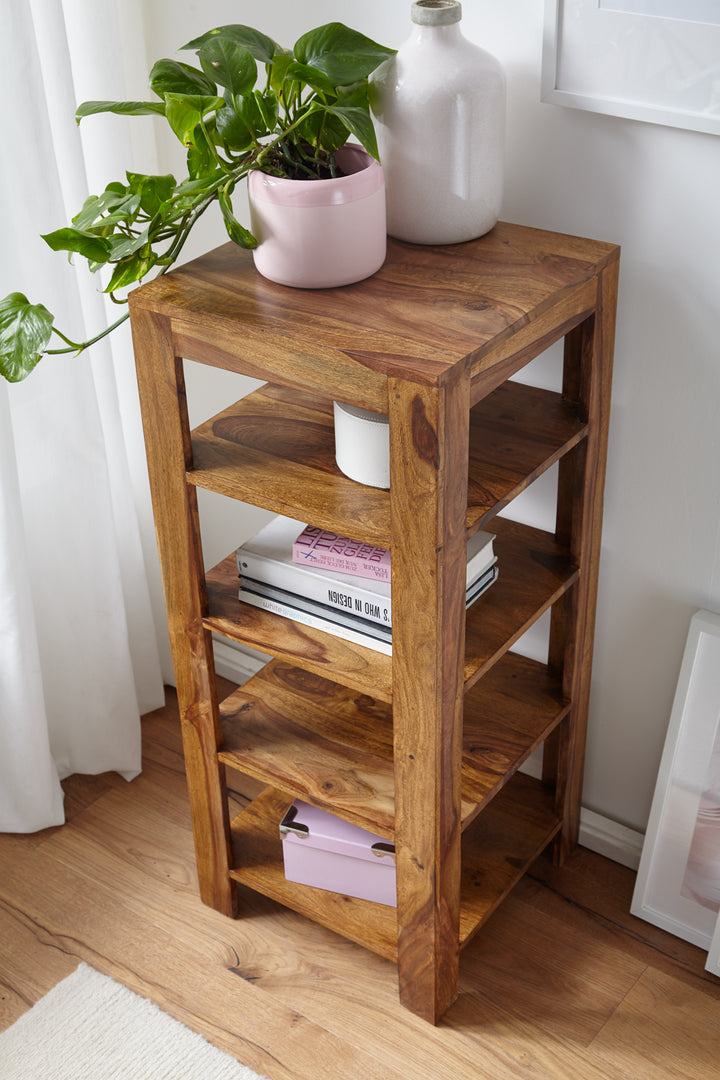 Massivholz Bücherregal_ Mehrzweck-Stauraum_ Sheesham_ 3-4 Böden_ handgefertigt_ pflegeleicht - KADIMA DESIGN_Größe_ 44x44x105 cm_
