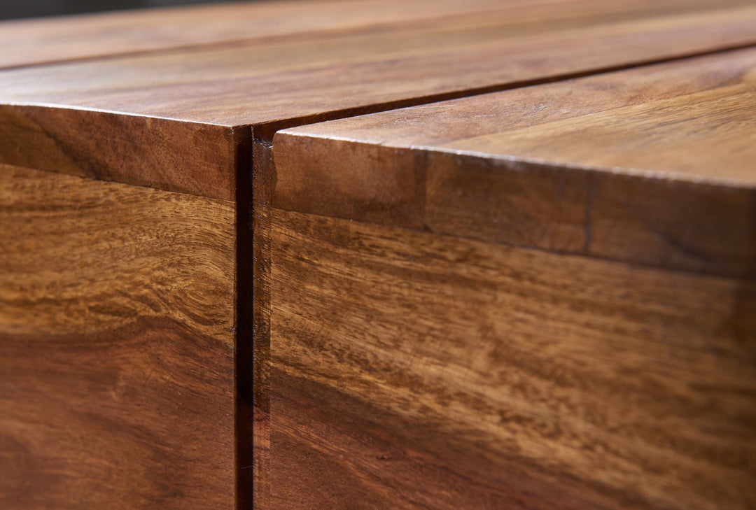 Massivholz Couchtisch SAAR_ 120x45 cm_ Akazien-/Sheeshamholz_ handgefertigt_ pflegeleicht - KADIMA DESIGN_Farbe_ Braun_ Größe_ 120x45x30 cm_