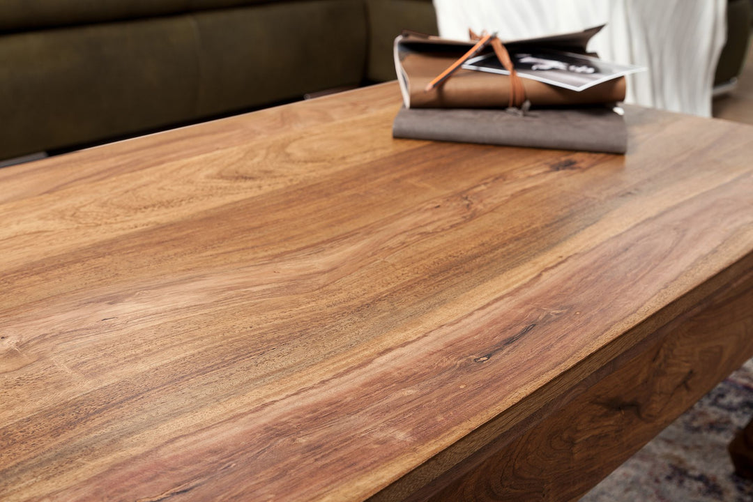 Couchtisch KANADA_ Opium-Form_ Massivholz_ Akazienholz_ handgefertigt_ pflegeleicht - KADIMA DESIGN_Farbe_ Braun_ Größe_ 110x60x40 cm_