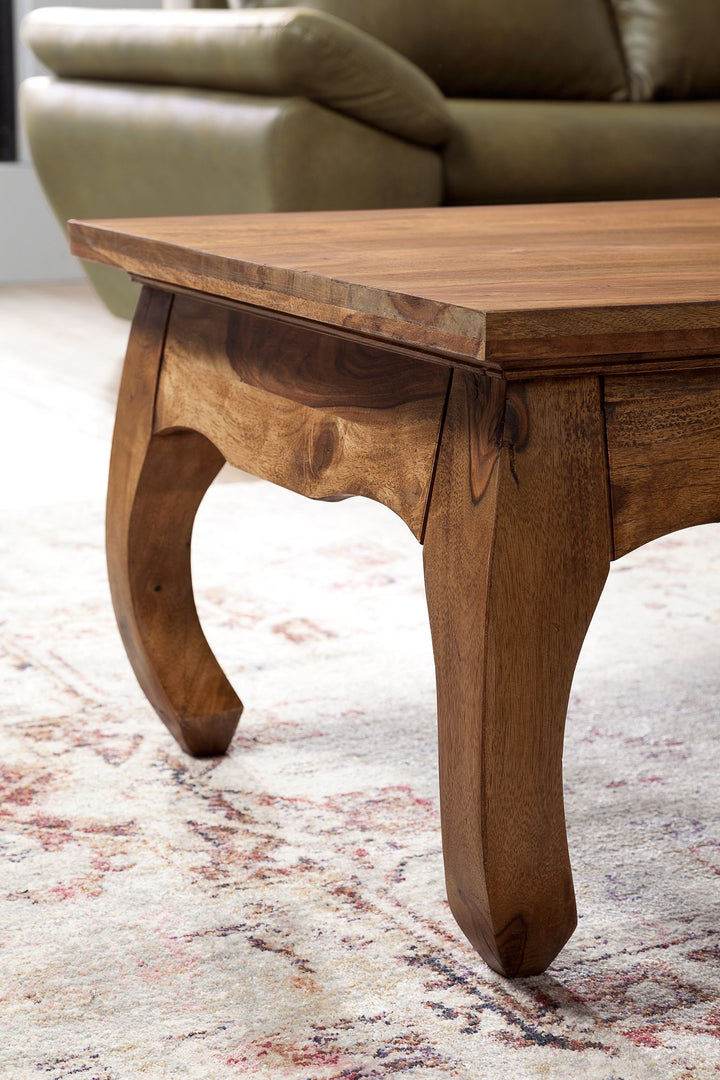 Couchtisch KANADA_ Opium-Form_ Massivholz_ Akazienholz_ handgefertigt_ pflegeleicht - KADIMA DESIGN_Farbe_ Braun_ Größe_ 110x60x40 cm_