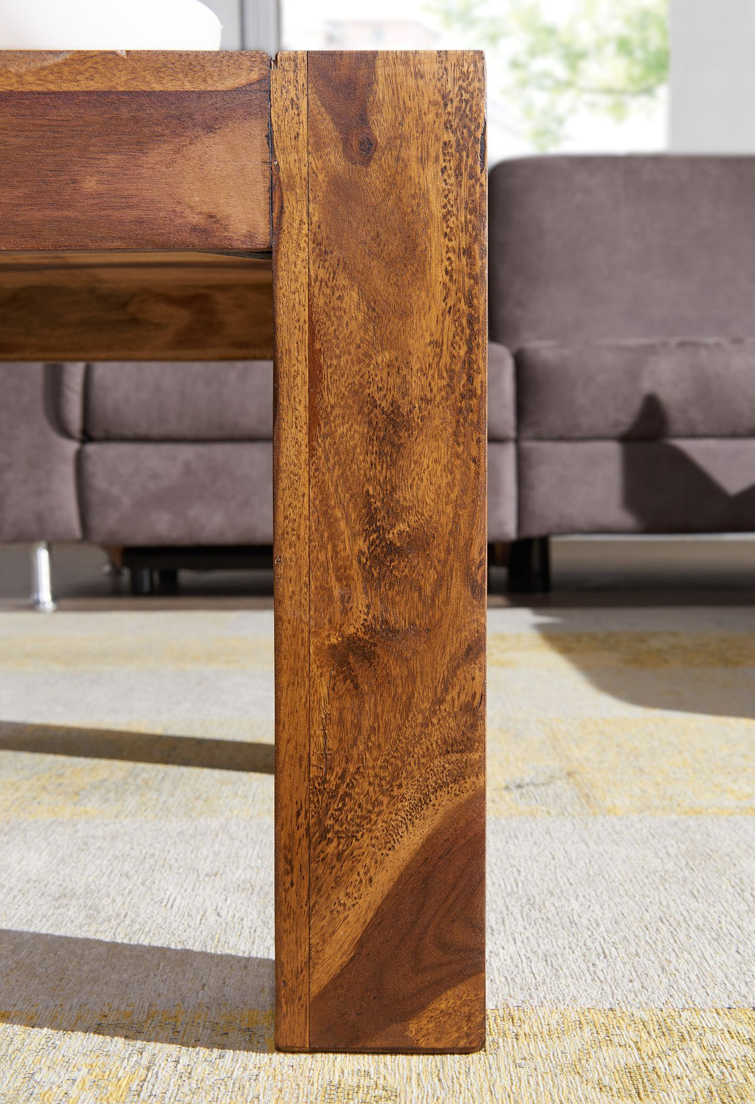 Rustikaler Couchtisch NAKO_ Akazienholz_ quadratisch_ handgefertigt_ pflegeleicht - KADIMA DESIGN_Farbe_ Braun_ Größe_ 110x60x40 cm_