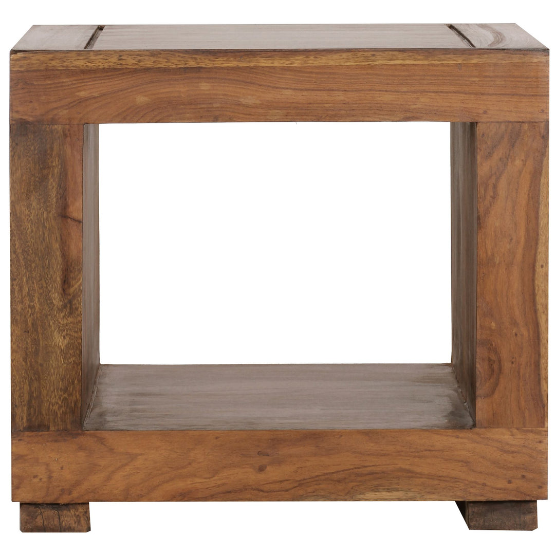 Sheesham Couchtisch Wood Massiv_ Modern_ Landhaus-Stil_ MDF_ Kunstleder_ drehbar_ 60x45x35 cm - KADIMA DESIGN_Größe_ 50x50x45 cm_