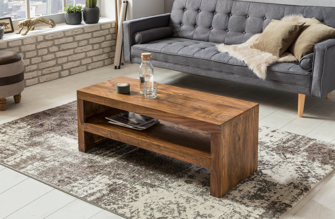 Sheesham Massiv Couchtisch_ Modern_ orientalisches Flair_ 110x45x45 cm_ Handgefertigt - KADIMA DESIGN_Größe_ 110x45x45 cm_