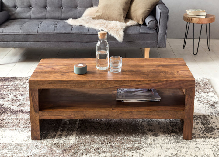 Sheesham Massiv Couchtisch_ Modern_ orientalisches Flair_ 110x45x45 cm_ Handgefertigt - KADIMA DESIGN_Größe_ 110x45x45 cm_