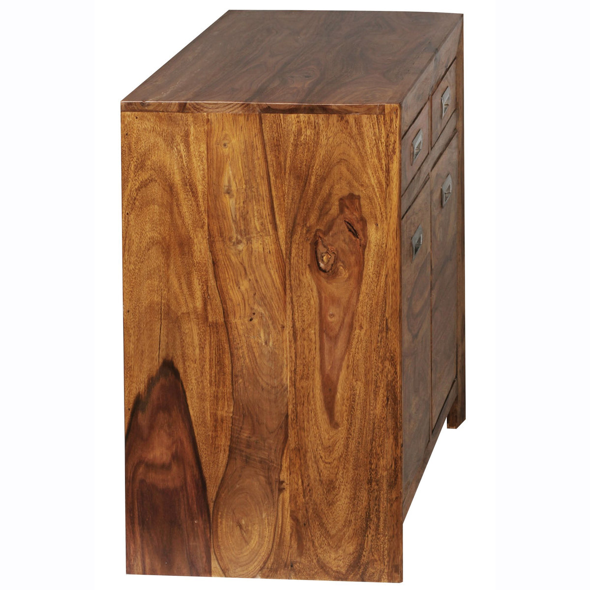 Massivholz Sideboard aus Sheesham  90 cm  mit 2 Türen und Schubladen  viel Stauraum  ideal für Flur oder Wohnzimmer  handgefertigt - KADIMA DESIGN Größe  90x40x70 cm